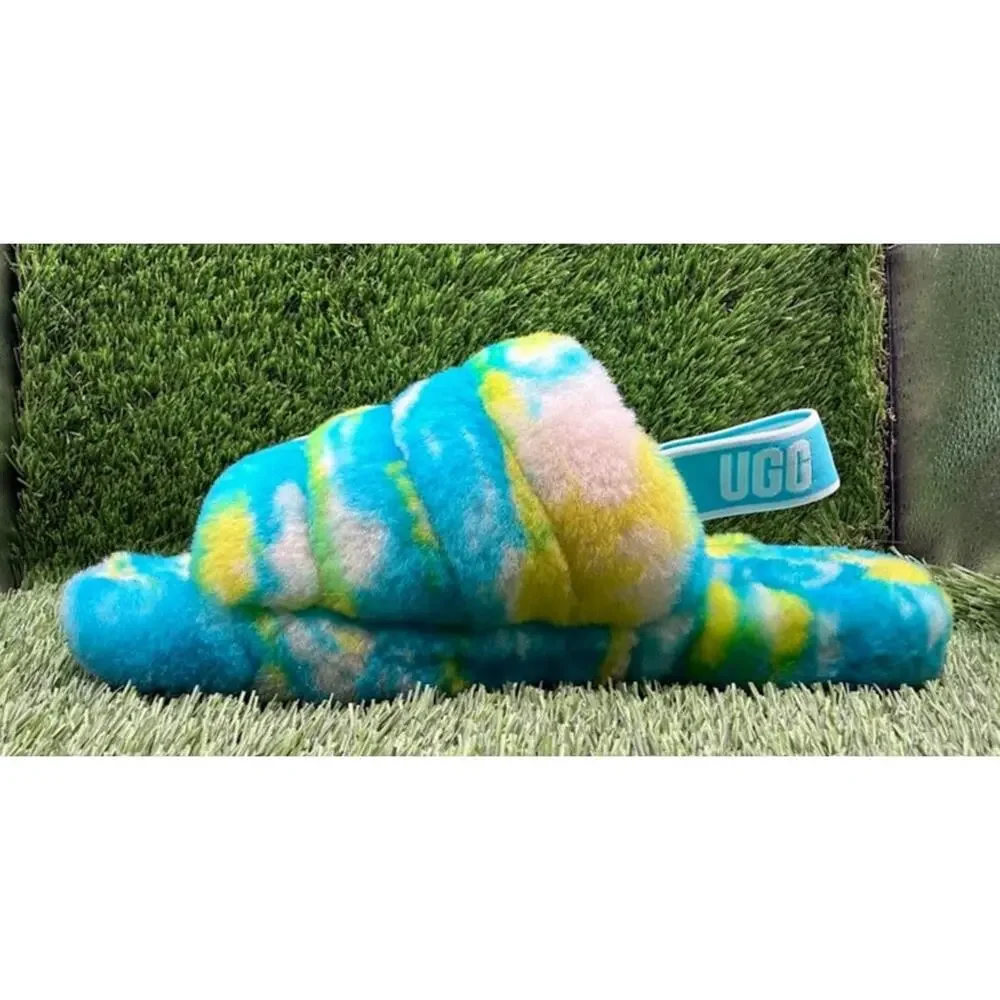 UGG Kids Fluff Yeah Slide Oasis Blue Slippers 1123636K – Size 6